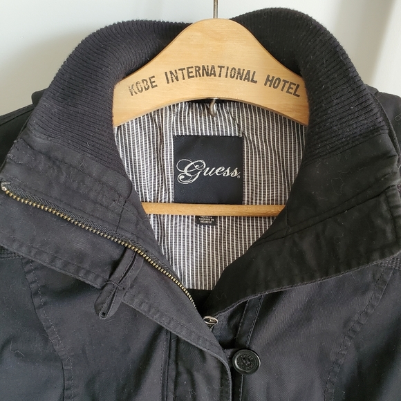 GUESS Spring Hood Zip Up Jacket in Black - Picture 3 of 5